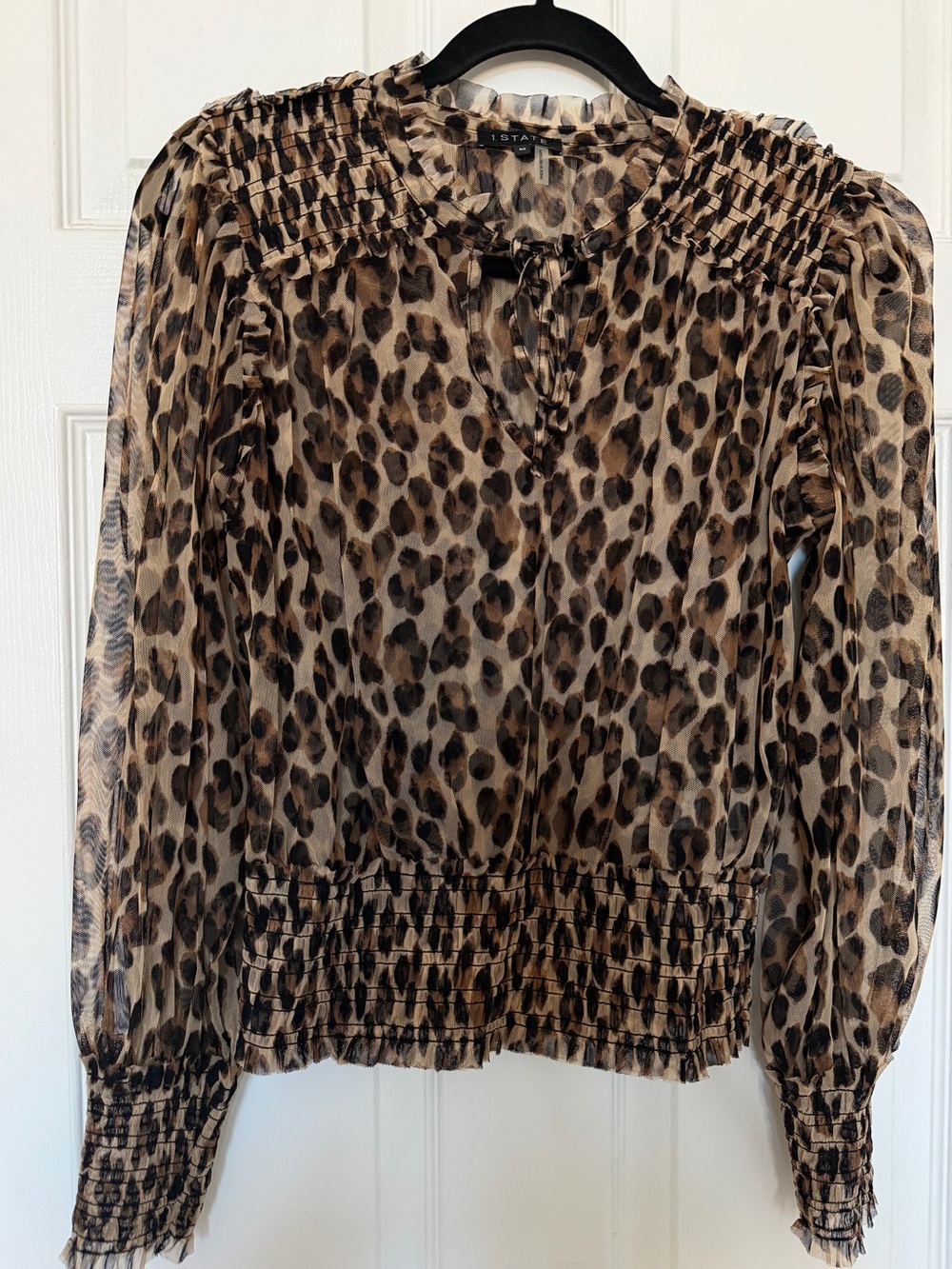Leopard-Print Sheer Blouse in Brown and Black